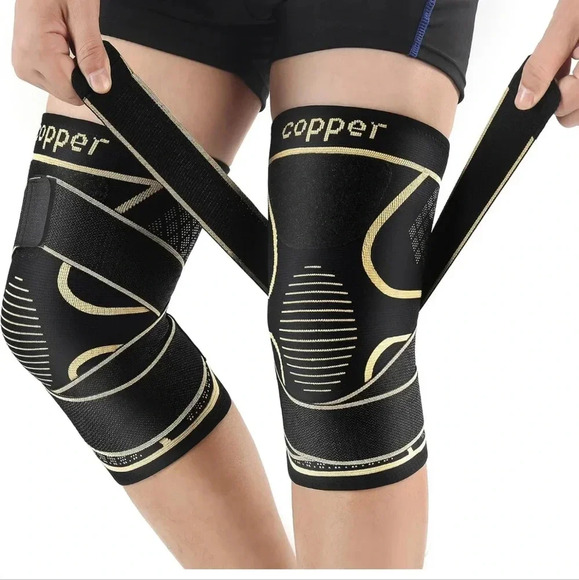 Other - Unisex Copper Knee Braces with Strap for Knee Pain(2 Pack), Knee Compression